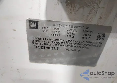 2017 Chevrolet Malibu Ls from USA, damaged, VIN 1G1ZB5ST7HF201109